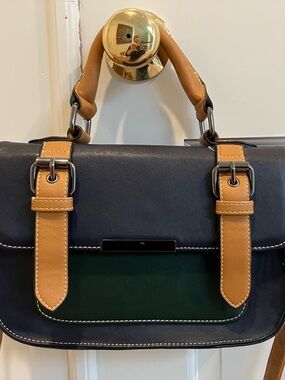 Pixie Mood Navy, Tan & Green Top-Handle Satchel